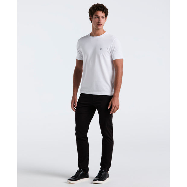 Pin Point Embroidered Logo Organic Cotton T-Shirt In Bright White