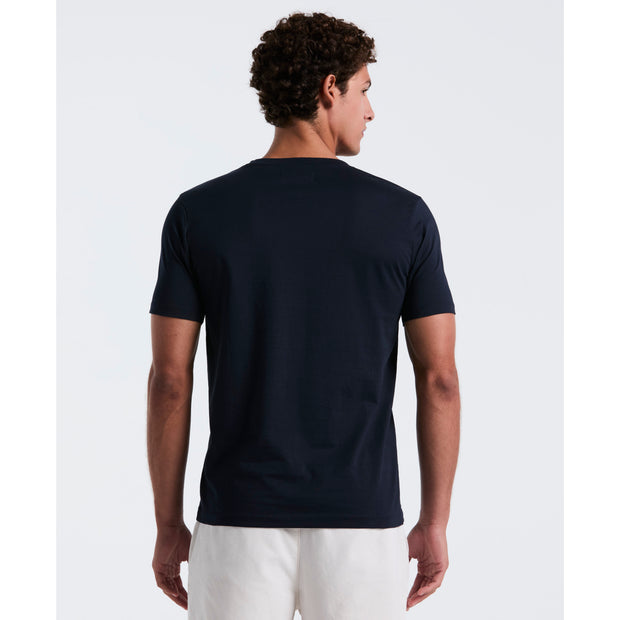 Pin Point Embroidered Logo Organic Cotton T-Shirt In Dark Sapphire