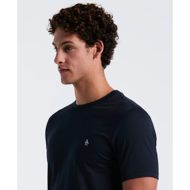 Pin Point Embroidered Logo Organic Cotton T-Shirt In Dark Sapphire