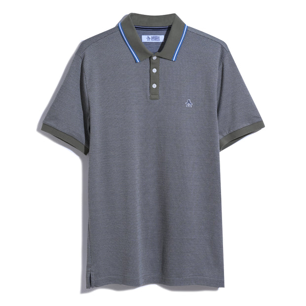 Jacquard Polo Shirt With Tipping In Dusty Olive