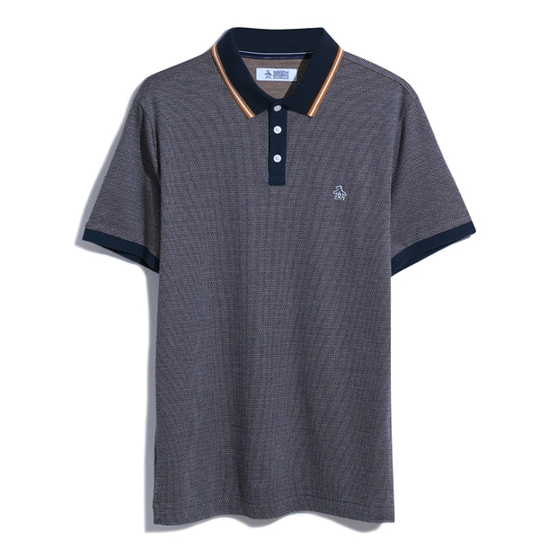 Jacquard Polo Shirt With Tipping In Dark Sapphire