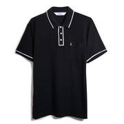 Icons Bentley Mesh Polo Shirt In True Black