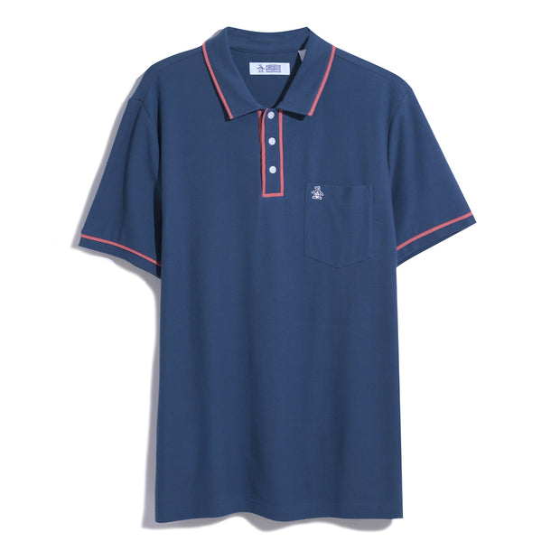 Organic Cotton The Earl Pique Short Sleeve Polo Shirt In Sargasso Sea