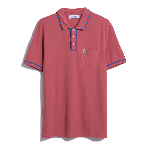 Organic Cotton The Earl Pique Short Sleeve Polo Shirt In Mineral Red