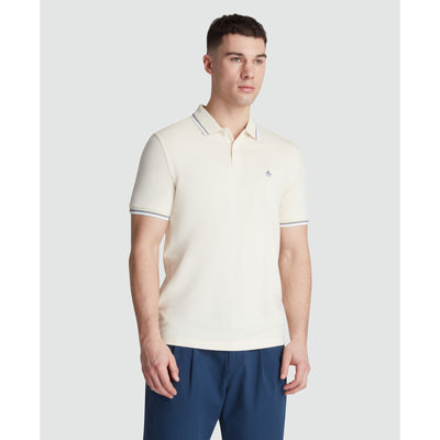 Pique Sticker Pete Tipped Polo Shirt In Birch