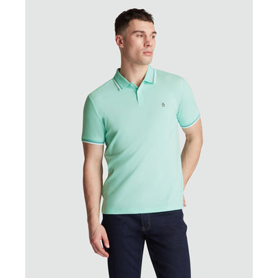 Pique Sticker Pete Tipped Polo Shirt In Blue Tint