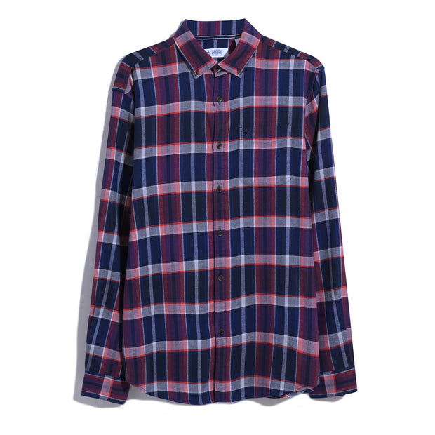 Ecovero™ Blend Plaid Flannel Shirt In Dark Sapphire