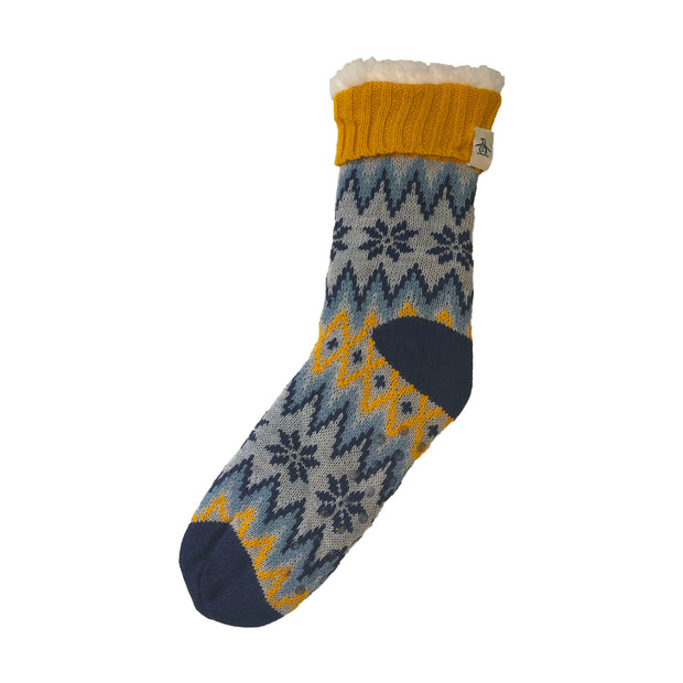 Fairisle Slipper Socks In Grey