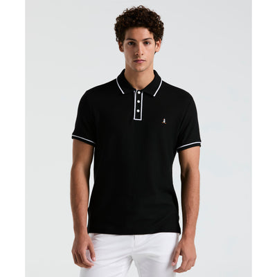 Icons Bentley Mesh Polo Shirt In True Black