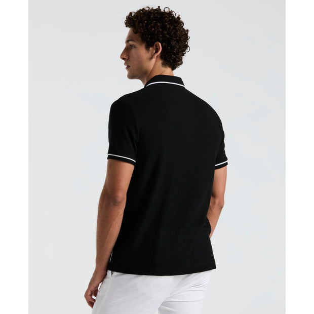 Icons Bentley Mesh Polo Shirt In True Black