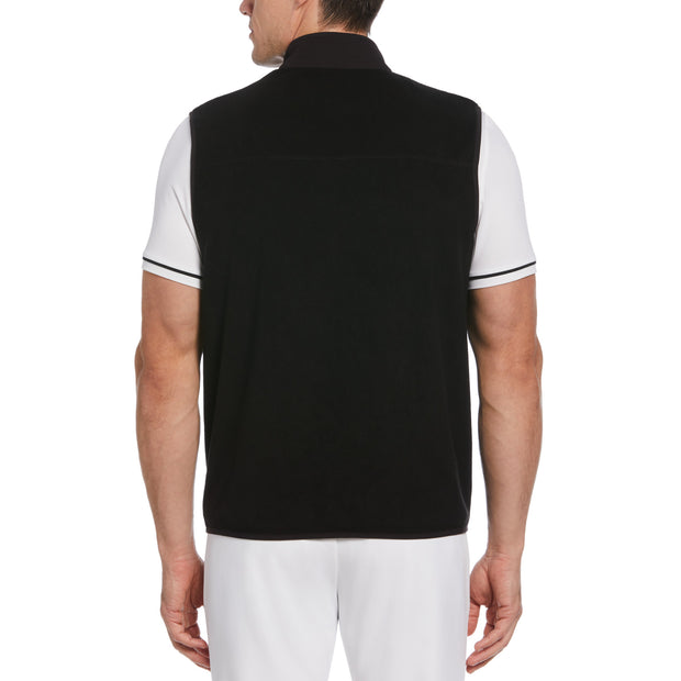 Mixed Media Reversible Fleece Golf Gilet In Caviar