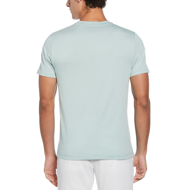 Cotton Jersey Yarn Dyed Chest Stripe T-Shirt In Teal