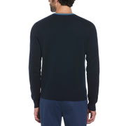 Tipped Crew Neck Jumper In Dark Sapphire