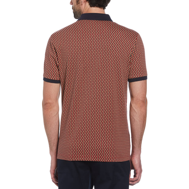 Mini Geo Print Polo Shirt In Racing Red