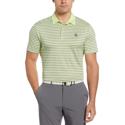 Heritage Stripe Solid Collar Golf Polo Shirt In Shadow Lime