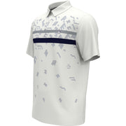 Got Game Engineered Stripe Printed Golf Polo Shirt In Bright White