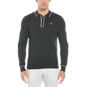 The Earl Merino Wool Blend Golf Sweater In Dark Caviar Heather