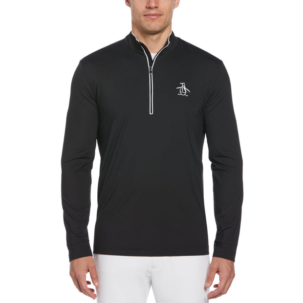 Technical Earl 1/4 Zip Long Sleeve Golf Sweater In Caviar