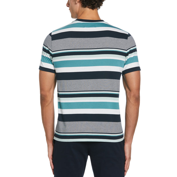 Organic Jersey Yarn Dyed Stripe T-Shirt In Teal