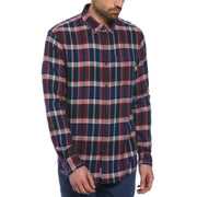 Ecovero™ Blend Plaid Flannel Shirt In Dark Sapphire