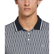 Jaquard Front Interlock Geo Polo Shirt In Dark Sapphire