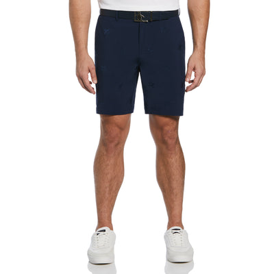 Pete Embroidered Flat Front Golf Shorts In Black Iris