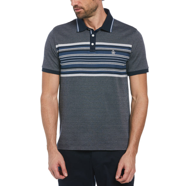 Black and grey striped polo shirt best sale