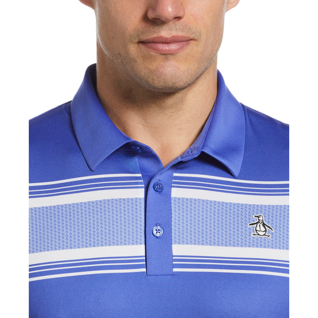 Jack’s Stripe Print Golf Polo Shirt In Amparo Blue