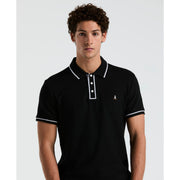 Icons Bentley Mesh Polo Shirt In True Black