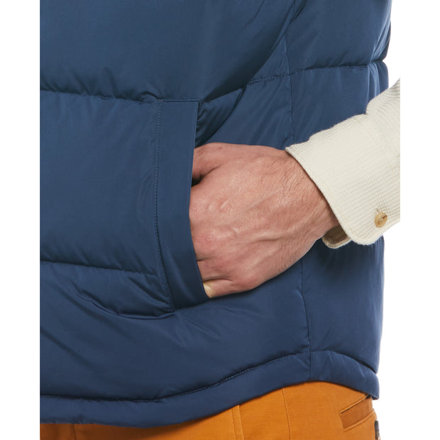 Faux Down Color Block Gilet In Sargasso Sea