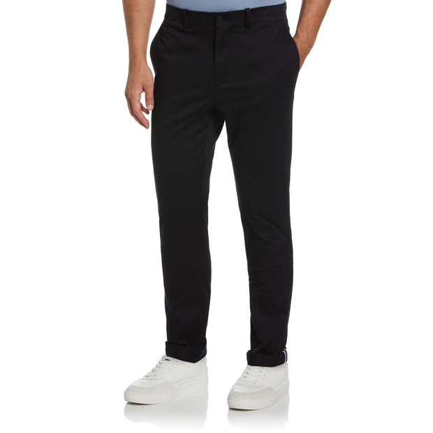 Recycled Cotton Stretch Twill Chino Trousers In True Black