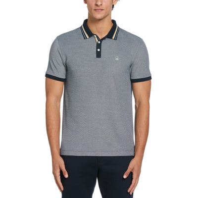 Birdseye Pique Tipped Polo Shirt In Dark Sapphire