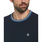 Tipped Crew Neck Jumper In Dark Sapphire