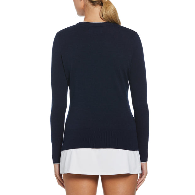 Women's Solid Pullover Golf Jumper In Black Iris