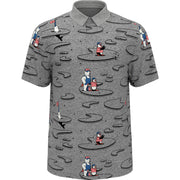 Oxford Polar Pete Print Golf Polo Shirt In Quiet Shade