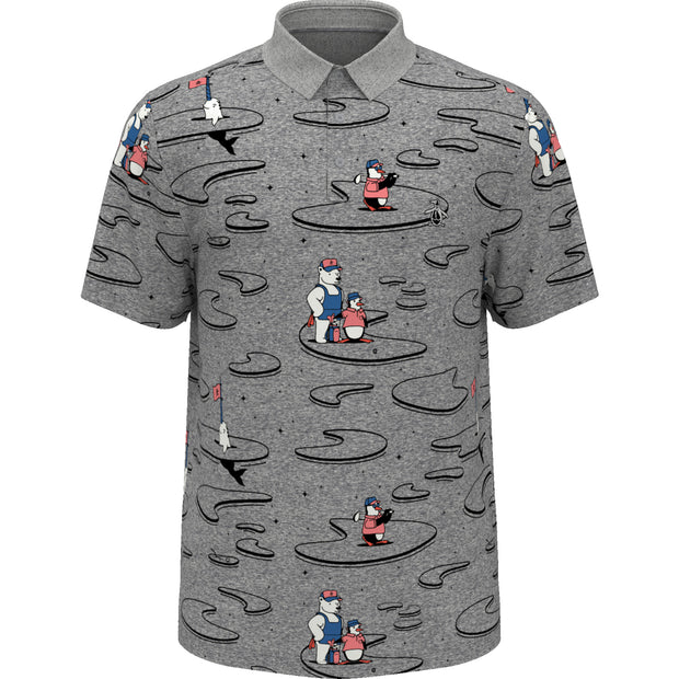 Oxford Polar Pete Print Golf Polo Shirt In Quiet Shade