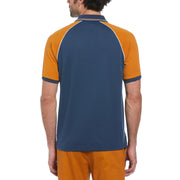 Organic Cotton Raglan Colour Block Polo In Sargasso Sea