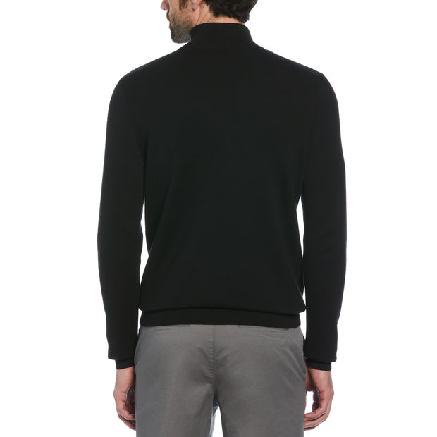 1/4 Zip Tipped Jumper In True Black