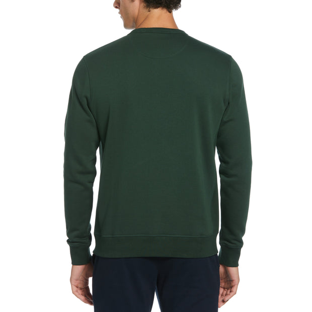 Crew Neck Sticker Pete Fleece Sweatshirt In Sycamore