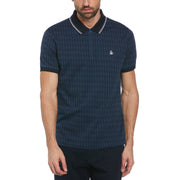 Jacquard Argyle Print 1/4 Zip Polo In Sargasso Sea