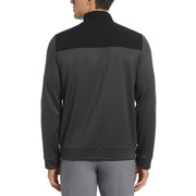 Colour Block Fleece Full Zip Golf Jacket In Dark Caviar Heather