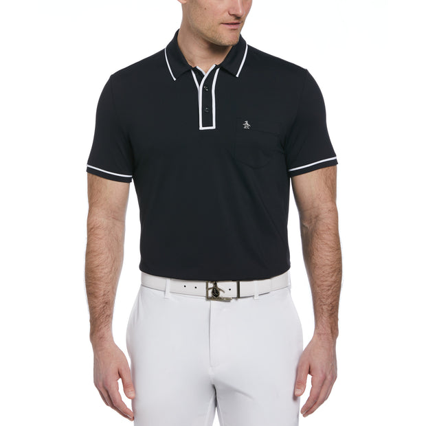 Technical Earl Short Sleeve Golf Polo Shirt In Caviar