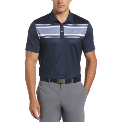 Jack’s Stripe Print Golf Polo Shirt In Black Iris