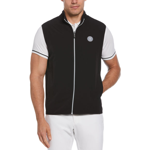 Mixed Media Reversible Fleece Golf Gilet In Caviar