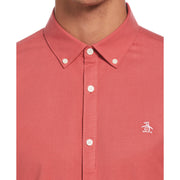 Ecovero Oxford Stretch Long Sleeve Shirt In Mineral Red