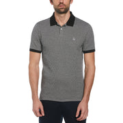 Cotton Pique Jacquard Polo Shirt In True Black