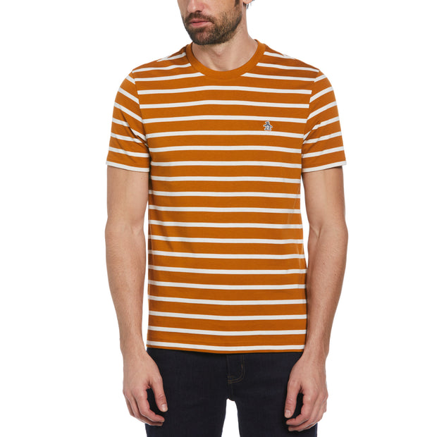 Organic Cotton Breton Striped T-Shirt In Sudan Brown