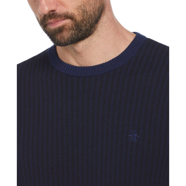 Tonal Jacquard Jumper In Medieval Blue