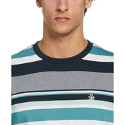 Organic Jersey Yarn Dyed Stripe T-Shirt In Teal