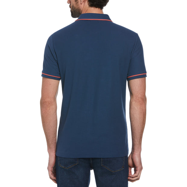 Organic Cotton The Earl Pique Short Sleeve Polo Shirt In Sargasso Sea